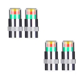 AllExtreme Exatvc4 Air Alert Tire Valve Caps 36 Psi Pressure Monitoring Sensor Indicator Stem Universal For Car, Scooty, &a; Bike (3 Color Eye), (Pack of 4)-0