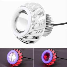 AllExtreme AX-PRO4 10W Red &a; Blue LED Projector Lamp Stylish Dual Ring COB LED Headlight with High/Low Beam &a; Flasher Function for All Bikes (Pack of 2) image 2