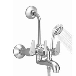 Mayur Ocich Trendy 3 In 1 Brass Wall Mount Heavy Duty Wall Mixer Bathroom Set with 5-Flow Handshower-27