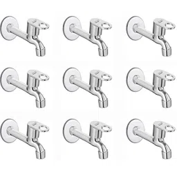 Spazio MAX Stainless Steel Chrome Finish Long Body Bib Cock with Wall Flange (Pack of 9)-picture-0