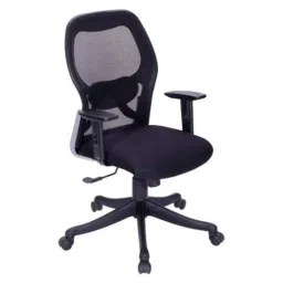Evok Chloe Nylon Black Mid Back Office Chair with PU Pad, FFOFOCMNMTBL69262D-10