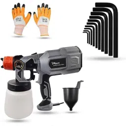 Hillgrove 550W 0.8 Litre Plastic DIY HVLP Paint Sprayer Gun with Gloves &a; 10 Pcs Allen Key, HGCM1293-66