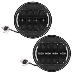 AllExtreme Ex12Aw2 7 inch Full Ring Round White Led Headlight With Hi/Low Beam Amber &a; White Angel Eye Lamp Compatible With Royal Enfield Bullet, Harley Davidson Jeep Wrangler (75W), (Pack of 2)-picture-14