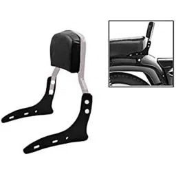 AOW Harley Style Backrest Support Pillion Balck Cushion Back Rest Full Black Bar for Royal Enfield Models RE-27-image-40