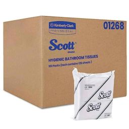 Scott 2 Ply 125 Pulls White Interleaved Toilet Paper Tissue, 1268 (Pack of 100)-12