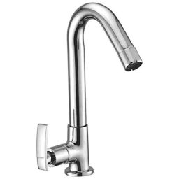 Oleanna Desire Brass Silver Chrome Finish Swan Neck Pillar Tap with Swivel Spout-image-32