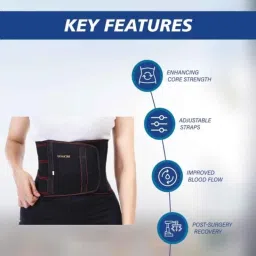 STERGIC IRIS Black Abdominal Support Belt for Post-Surgical Recovery &a; Pain Relief, Size: XXL image 3