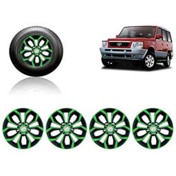 Auto Pearl 4 Pcs 15 inch ABS Green &a; Black Car Wheel Cover Set for TAT Sumo Victa-picture-2