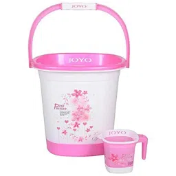 Joyo Super Deluxe 25L Plastic Pink Square Bucket &a; 1100ml Matching Mug Set with Free Lasaani 1000ml Water Bottle-11