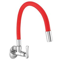10X ST-7222 Brass &a; Silicone Red Flexible Neck Sink Tap for Kitchen-image-69