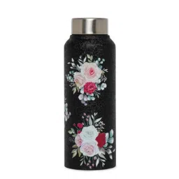 VOIK 750ml Stainless Steel Black Printed Water Bottle with Screw Cap, FLORA-image-59