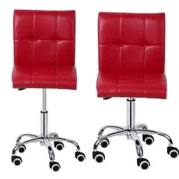 Da Urban Bion Red &a; White Fabric &a; Foam Stool Chair with Wheels &a; Low Back (Pack of 2)-picture-36
