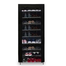 Glowsilk 9 Shelves Metal &a; Non-Woven Black Modular Shoe Rack-22