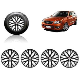 Auto Pearl 4 Pcs 13 inch ABS Black &a; Silver Press Type Fitting Car Wheel Cover Set for Maruti Alto K10 Old-image-76