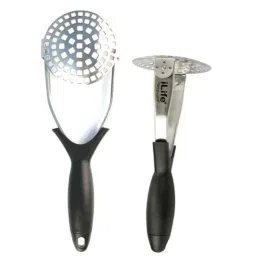 iLife Stainless Steel 2 in 1 Tomato Vegetable Masher &a; Spatula with Horizontal Slotted for Turning &a; Flipping-image-21