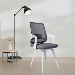 Rose Mono 56x56x97cm Mesh White &a; Grey High Back Visitor Chair-44