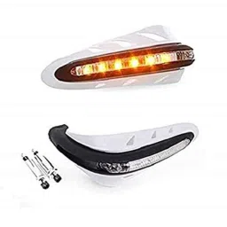 Meenu Arts Motorcycle Handguards with Led Light for 7/8 inch Grips - 300 * 140 * 110Mm (White) for KTM Duke 200-37