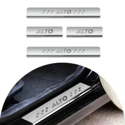 SureStrive 4 Pcs Stainless Steel Silver Footstep Sill Plate Set without LED for Maruti Suzuki Alto Type-2-image-51