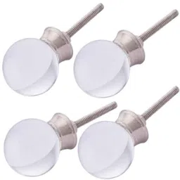 Atom 1.25 Inch Round Clear Crystal Glass Cabinet Door knob (Pack of 4)-image-66