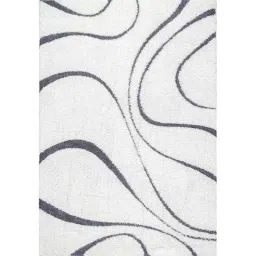 Carpetify 3x5ft Ivory &a; Grey Transitional Flames Shaggy Carpet, 1224YR1LDRG-picture-15