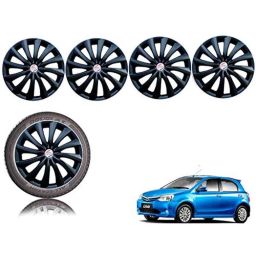 Auto Pearl 4 Pcs 14 inch Black ABS Press Type Hubcap Wheel Cover Set with Retention Ring for Toyta EtiosLiva-image-67