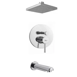 Mayur Ocich Flari 3 Pcs Brass Chrome Plated Wall Mount Diverter Wall Mixer Set for Hot &a; Cold Water with 6 inch Rain Shower-image-92