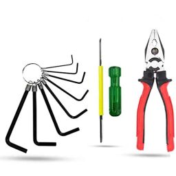 Hillgrove 8 Pcs Ring Hex Allen Key, 2-in-1 Screwdriver &a; 8 inch Plier Set, HGCM985-15