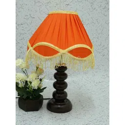 Tucasa Smart Wooden Table Lamp with Orange Lacy Shade, LG-1087-image-78