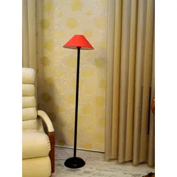 Tucasa Black Metal Floor Lamp with Orange Pyramid Shade, LG-925-image-99