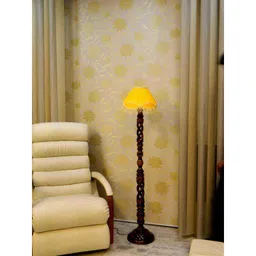 Tucasa Twisted Wooden Floor Lamp with Red Lace Shade, LG-870-image-17