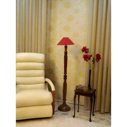 Tucasa Vintage Wooden Lamp with Maroon Shade, LG-928-image-10