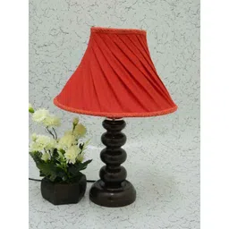 Tucasa Smart Wooden Table Lamp with Red Pleated Shade, LG-1091-image-14
