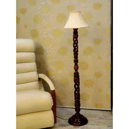 Tucasa Twisted Wooden Floor Lamp with Off White Pleated Shade, LG-874-image-53