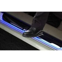 Car Accessories Hub 4 Pcs Acrylic Black Sill Scuff Plate Set with Blue LED for Mercedes All Models image 3
