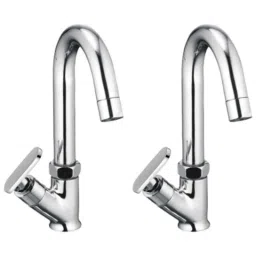 Drizzle Solo 1/2 inch Brass Chrome Finish Quarter Turn Swan Neck Wash Basin Pillar Cock with Foam Flow &a; 360 deg Moveable Spout (Pack of 2)-picture-12