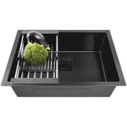 Fossa 24x18x10 inch Stainless Steel SS304 Matt Finish Black Single Bowl Kitchen Sink, FHS-05-image-25
