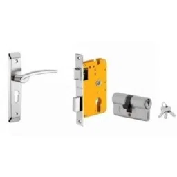 Dorset HL Series Letizia 60mm Stainless Steel Silver Chrome Finish Door Handle Lock Set with Both Side Key Cylinder (Pack of 2)-picture-16