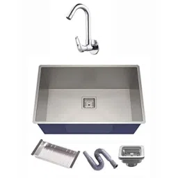 Spazio 24x18x10 inch Stainless Steel Silver Matt Finish Single Bowl Kitchen Sink with Hexa Brass Sink Cock Tap, Waste Coupling, Waste Pipe &a; Basket-picture-13