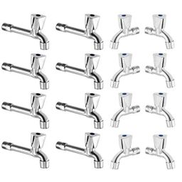 Zesta Jazz 16 Pcs Stainless Steel Chrome Finish Short Body &a; Long Body Bib Cock Set with Wall Flange-picture-24
