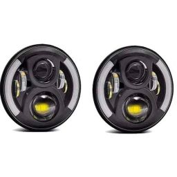 AllExtreme EX7IRH2 2 Pcs 7 inch 75W Round High &a; Low Beam LED Headlight with Dual DRL Set-picture-6