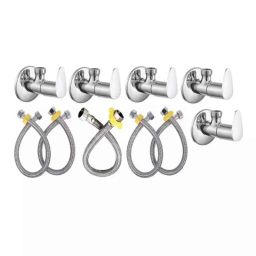 Fastgear 10 Pcs Stainless Steel Silver Chrome Finish Bathroom Faucet Set, FG2341-picture-1