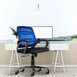 Rose Blazia 53x53x109cm Mesh Blue &a; Black Medium Back Ergonomic Chair-21