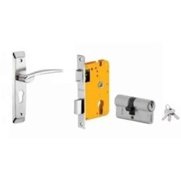 Dorset HL Series Letizia 70mm Stainless Steel Silver Chrome Finish Door Handle Lock Set with Both Side Key Cylinder (Pack of 4)-picture-13