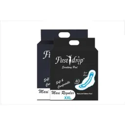 First drop 40 Pcs Cotton Biodegradable Organic Sanitary Pads Set with 500ml Absorption, Size: XXL (Pack of 2)-43