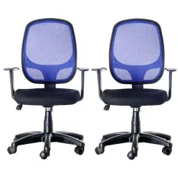 Regent Net &a; Metal Black &a; Blue Chair with Novel Handle, RSC-802 (Pack of 2)-44