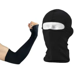 AllExtreme EXFMHS2 Black Arm-Elbow Sleeves with Unisex Full Face Cover Anti Pollution Mask-picture-11