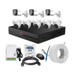 CP Plus 2.4MP Full HD Audio Indoor &a; Outdoor CCTV Combo Kit with 8Ch DVR, 5 Dome 3 Bullet Camera, 8Ch SMPS, 70m Cable, 500GB HDD &a; Connector-80