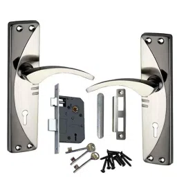 Atom 6 Lever Black Silver Mortise Lock Set with 3 Keys, WIH 1003-picture-11
