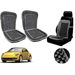 Auto Pearl PU, Velvet &a; Wooden Beads Grey Rectangular Seat Cushion for Volkswagen Beetle (Pack of 2 )-image-98