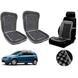 Auto Pearl PU, Velvet &a; Wooden Beads Grey Rectangular Seat Cushion for Mahindra Verito Vibe (Pack of 2 )-image-21